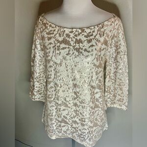 Banana Republic Gold Sequin Holiday New Years Blouse Womens Size 6